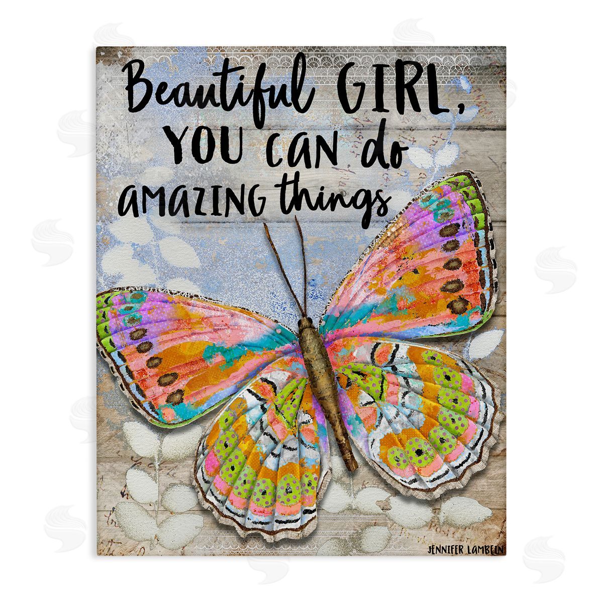 Jennifer Lambein Beautiful Girl & Butterfly Canvas Wall Art Print