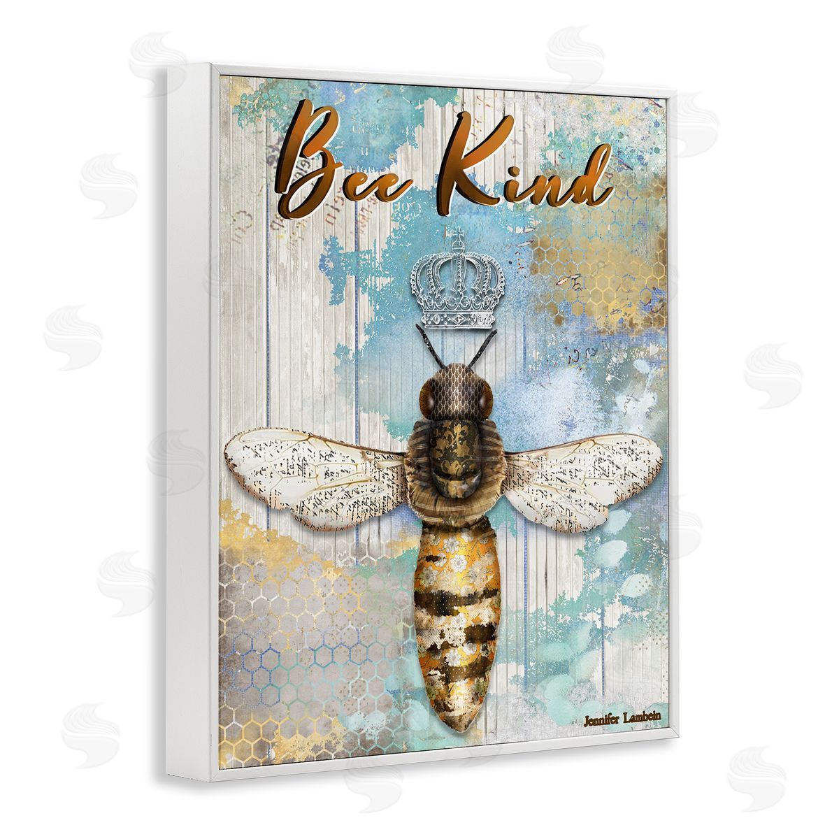 Jennifer Lambein Bee Kind Rustic Glam White Framed Giclee Wall Art Print