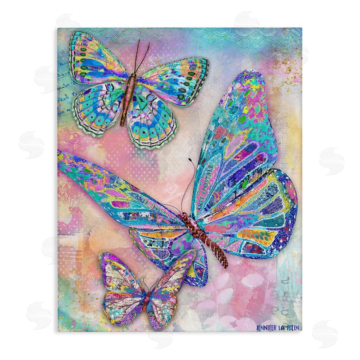 Jennifer Lambein Rustic Glam Butterflies Canvas Wall Art Print