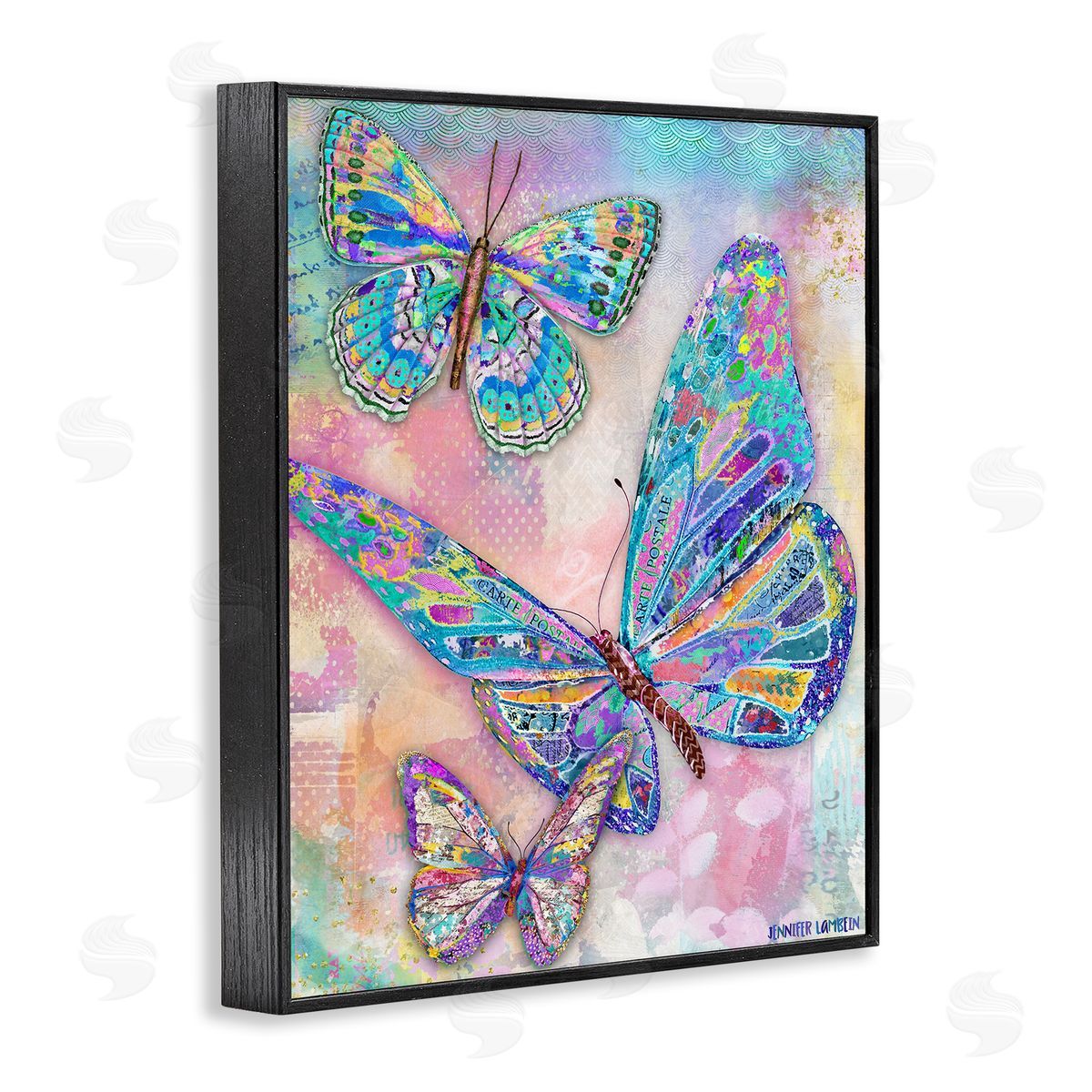 Jennifer Lambein Rustic Glam Butterflies Black Framed Giclee Wall Art Print