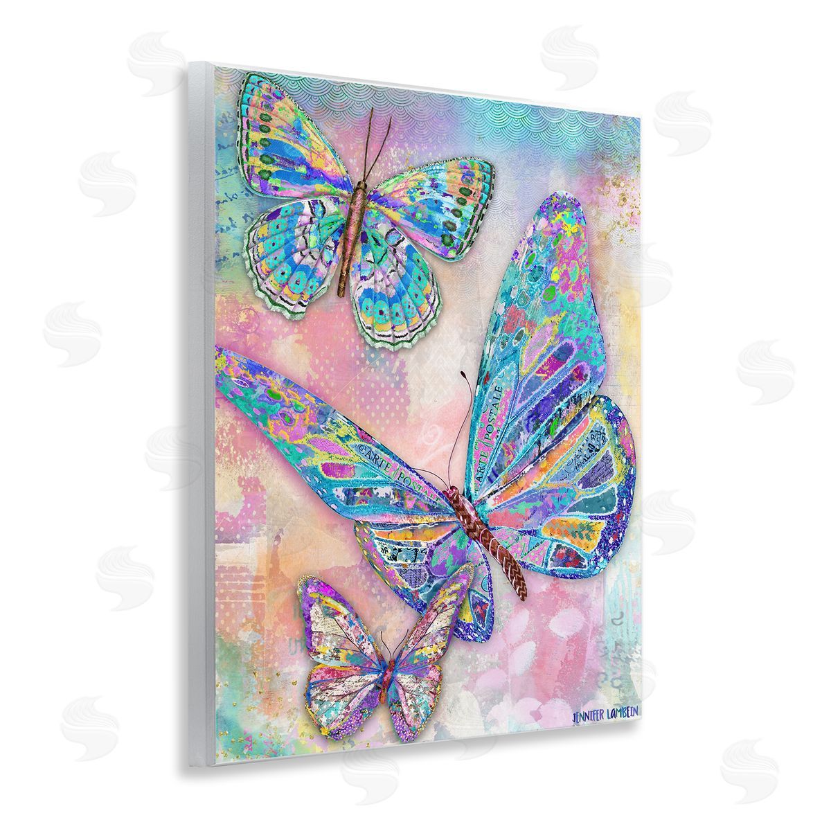 Jennifer Lambein Rustic Glam Butterflies Wooden Wall Plaque Art Print