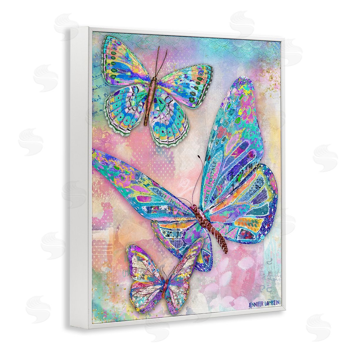 Jennifer Lambein Rustic Glam Butterflies White Framed Giclee Wall Art Print