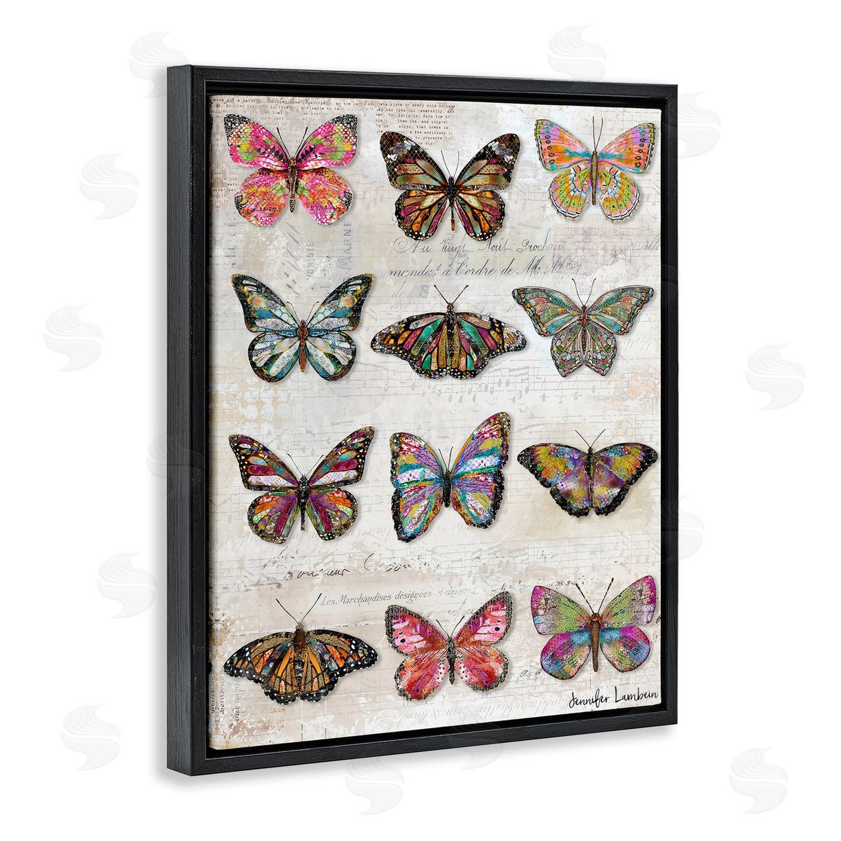 Jennifer Lambein Butterfly Love Vintage Studies Black Floating Frame Canvas Wall Art Print