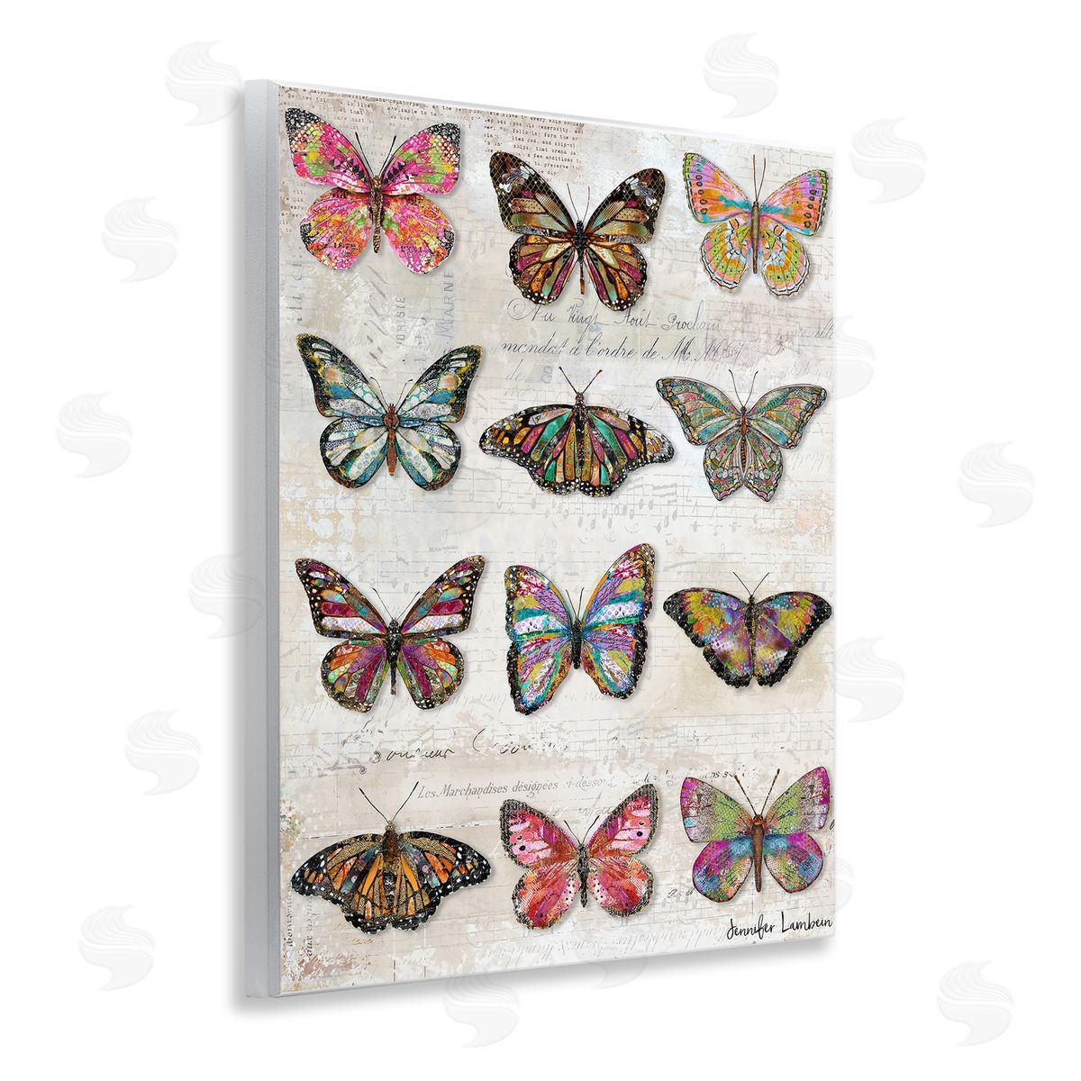 Jennifer Lambein Butterfly Love Vintage Studies Wooden Wall Plaque Art Print