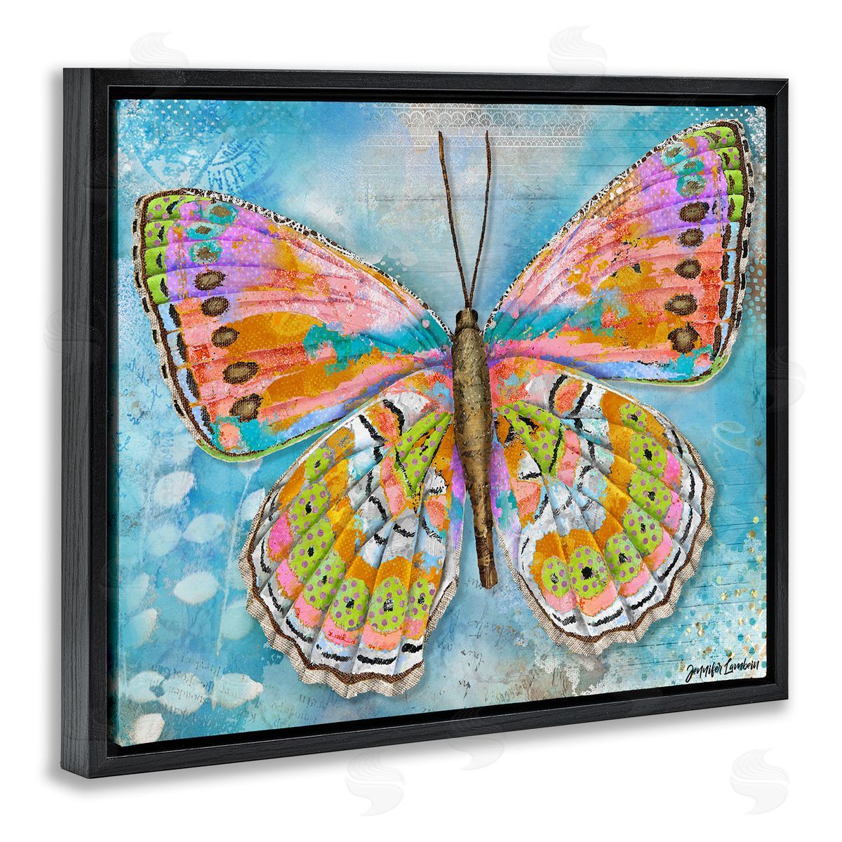 Jennifer Lambein Celebration Butterfly Wings Black Floating Frame Canvas Wall Art Print