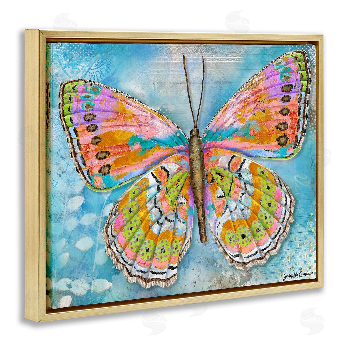 Jennifer Lambein Celebration Butterfly Wings Gold Floating Frame Canvas Wall Art Print
