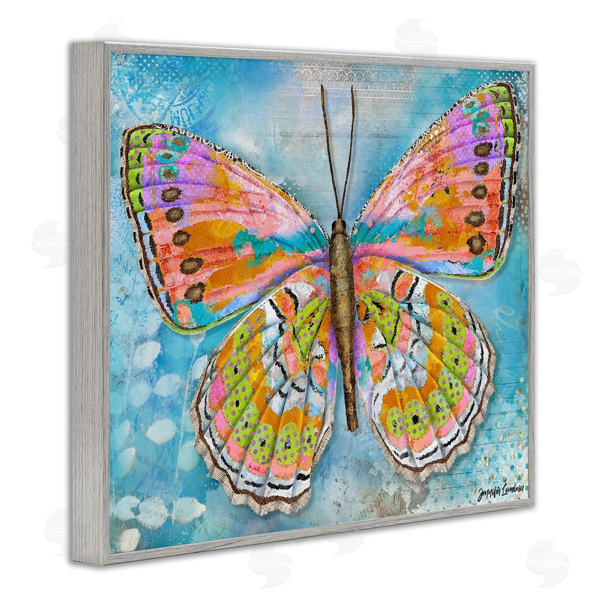 Jennifer Lambein Celebration Butterfly Wings Gray Framed Giclee Wall Art Print