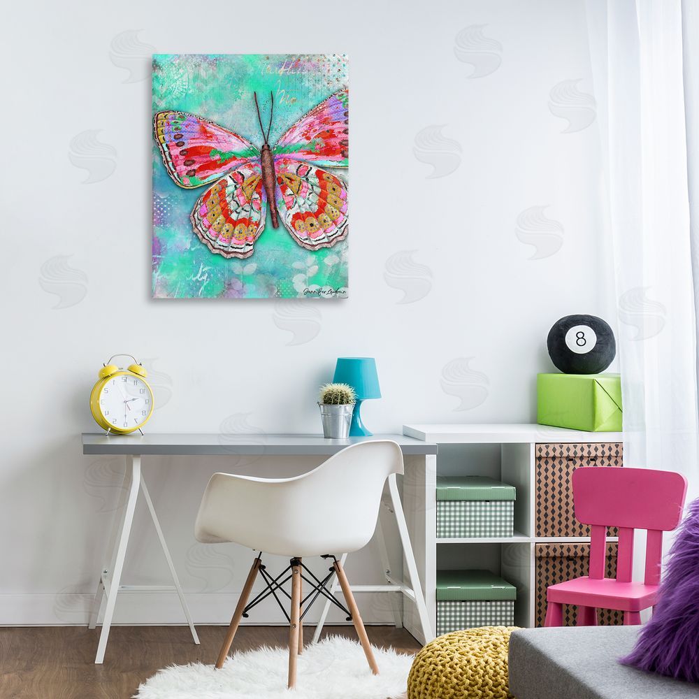 Jennifer Lambein Cherry Mint Butterfly Canvas Wall Art Print in Room