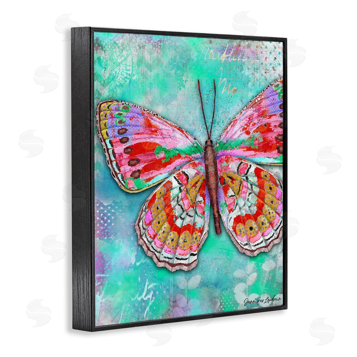 Jennifer Lambein Cherry Mint Butterfly Black Framed Giclee Wall Art Print