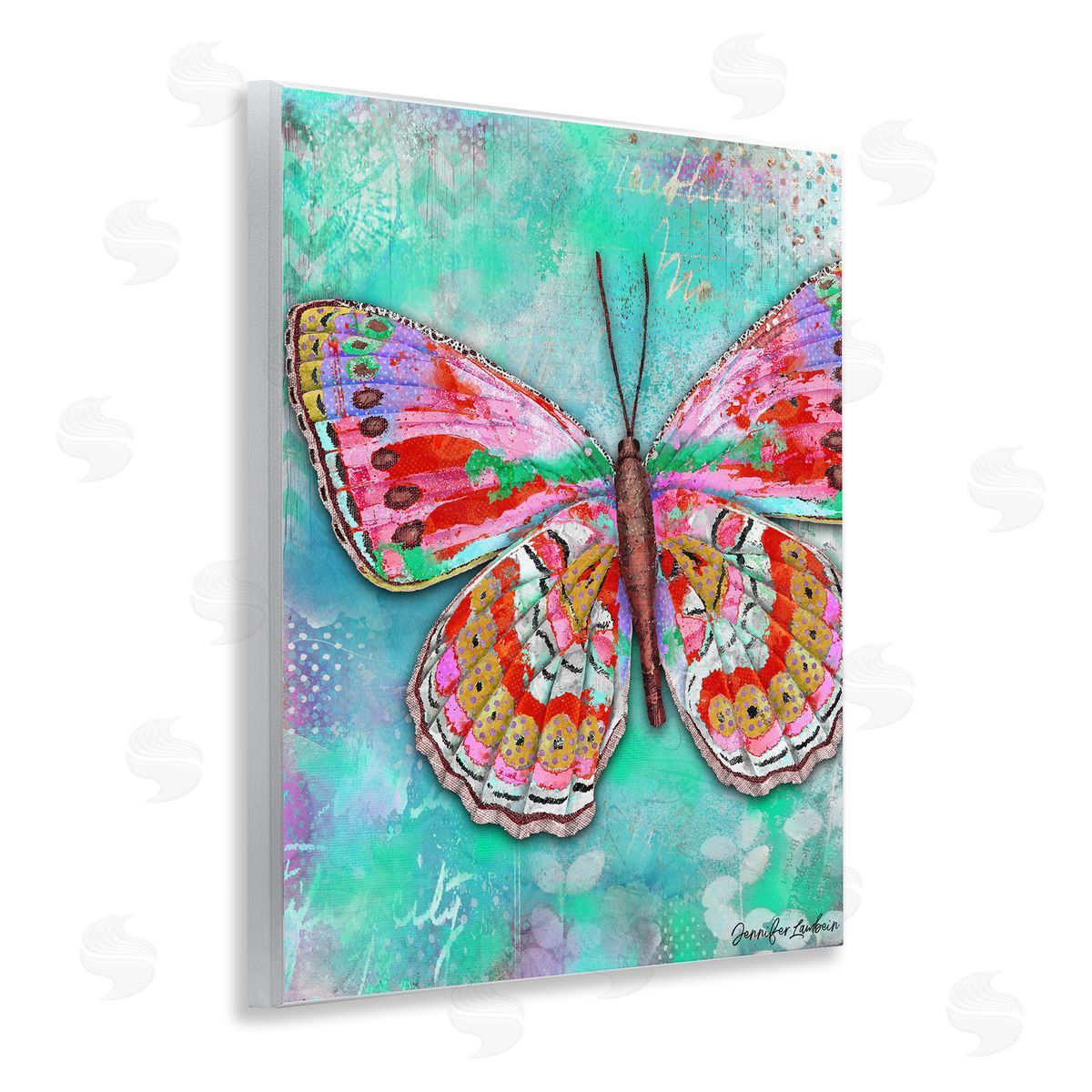 Jennifer Lambein Cherry Mint Butterfly Wooden Wall Plaque Art Print