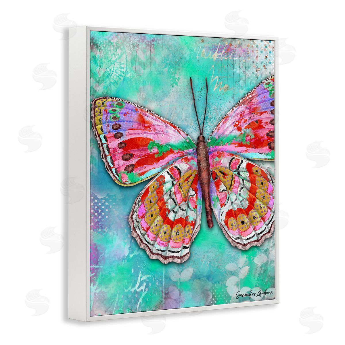 Jennifer Lambein Cherry Mint Butterfly White Framed Giclee Wall Art Print