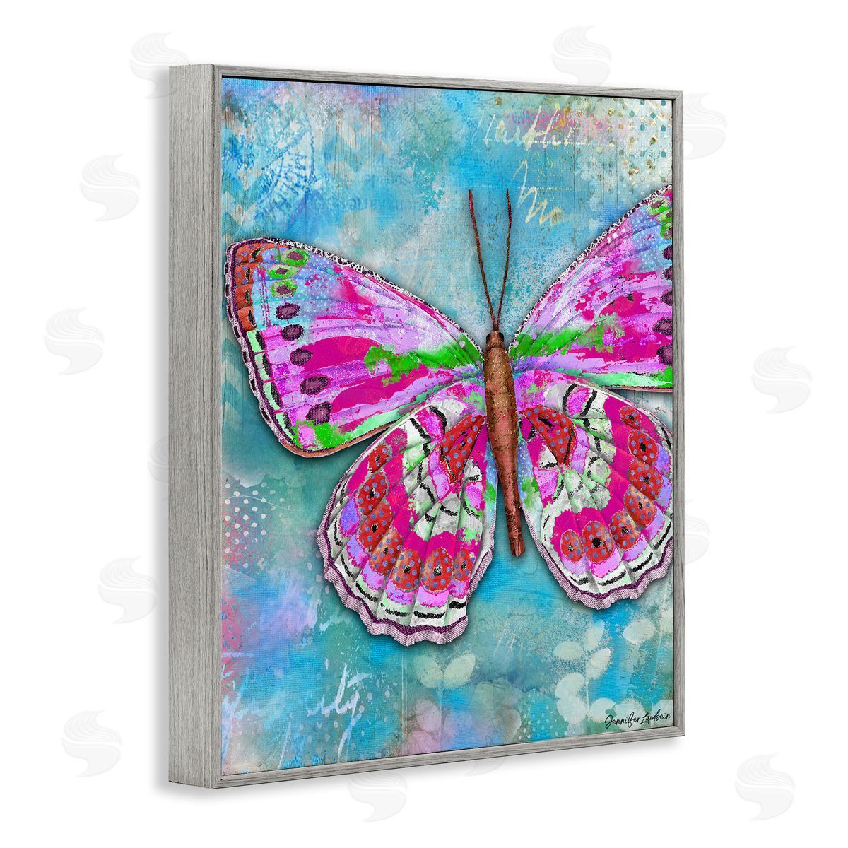 Jennifer Lambein Garden Party Butterfly Gray Framed Giclee Wall Art Print