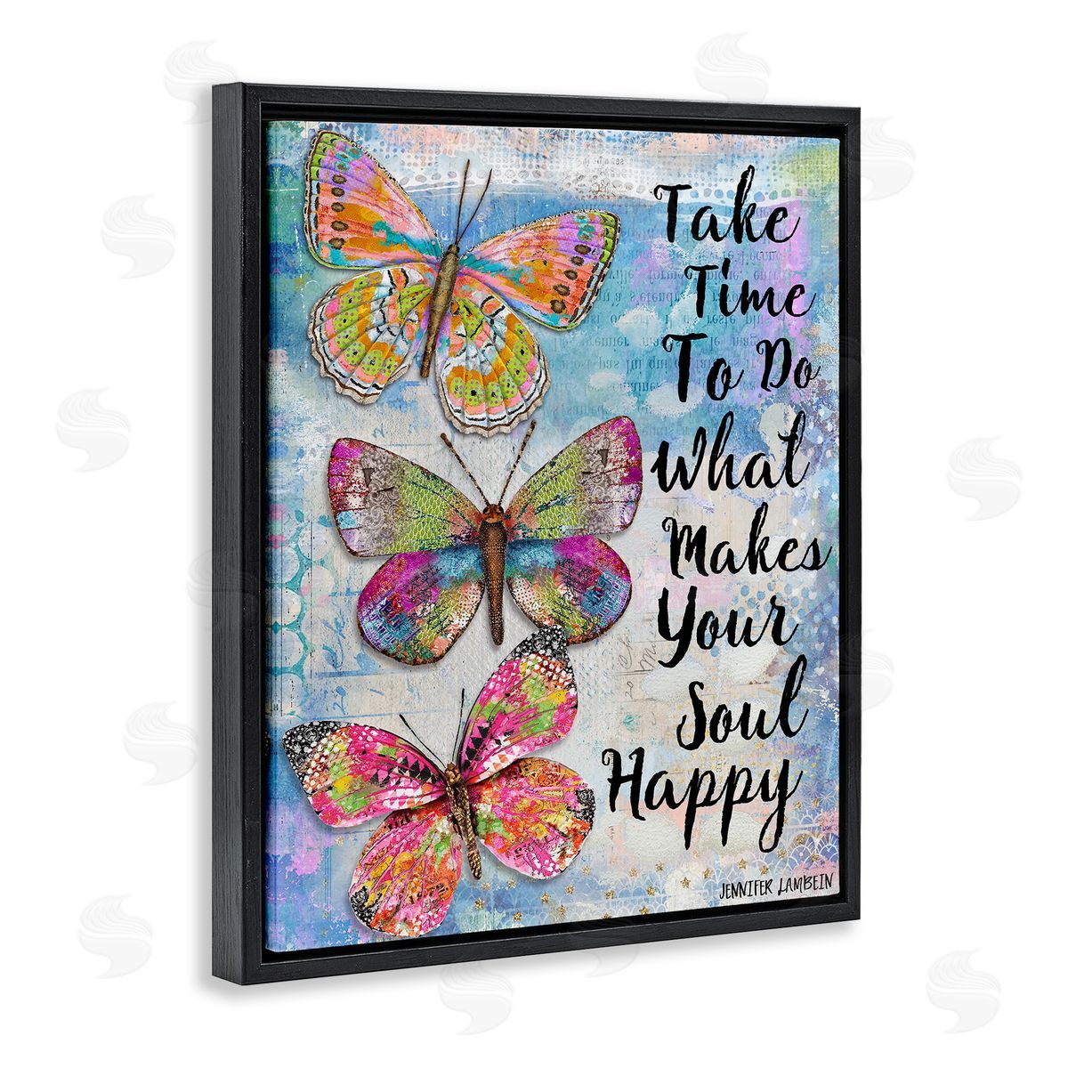 Jennifer Lambein Makes Your Soul Happy Butterfly Black Floating Frame Canvas Wall Art Print