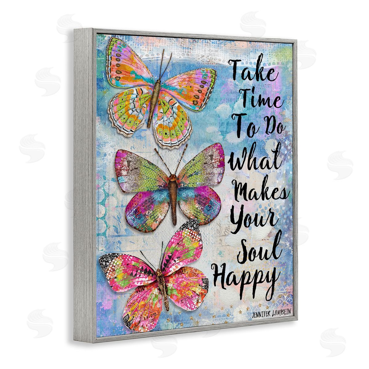 Jennifer Lambein Makes Your Soul Happy Butterfly Gray Framed Giclee Wall Art Print