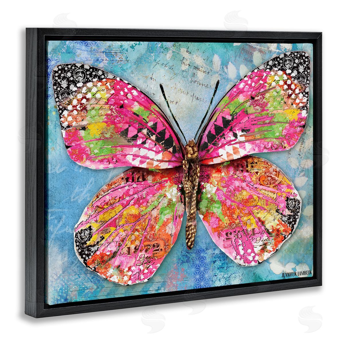 Jennifer Lambein Wonderland Butterfly Pattern Black Floating Frame Canvas Wall Art Print