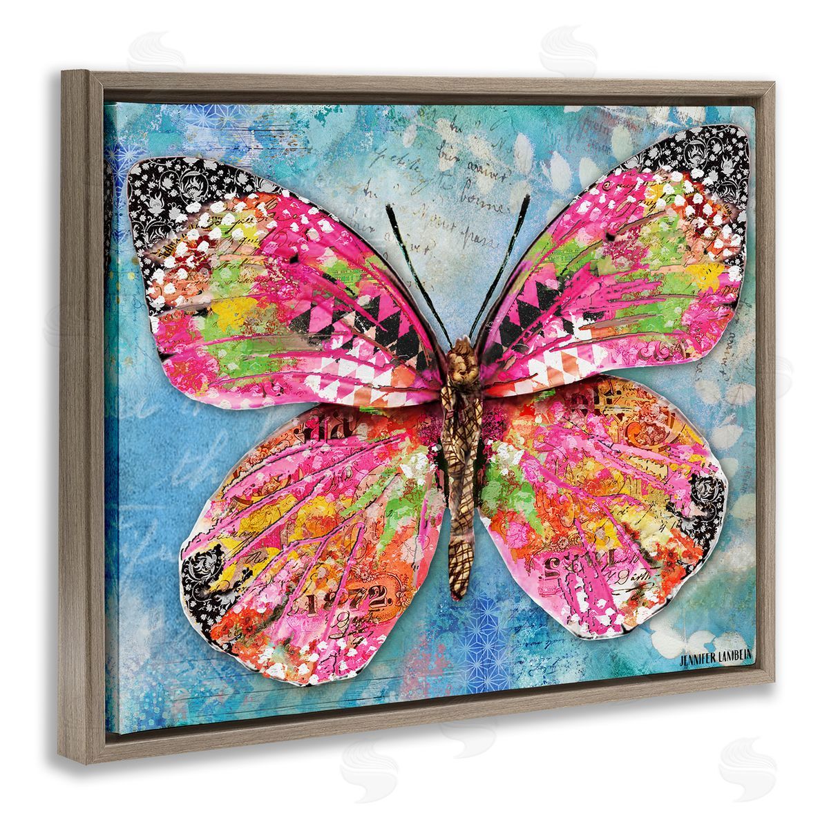 Jennifer Lambein Wonderland Butterfly Pattern Brown Floating Frame Canvas Wall Art Print