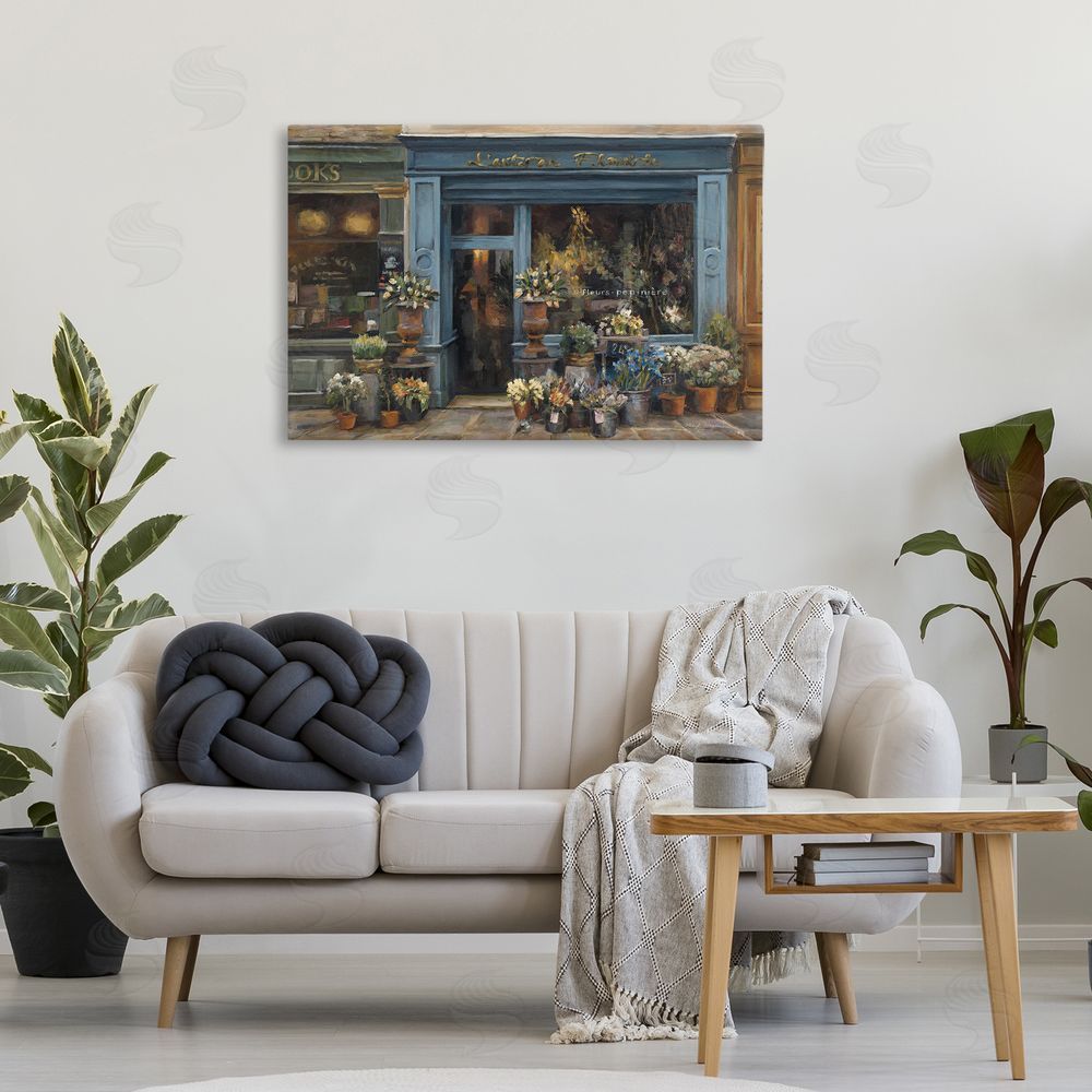 Marilyn Hageman Florist Shopfront in Town Canvas Wall Art Print in Room