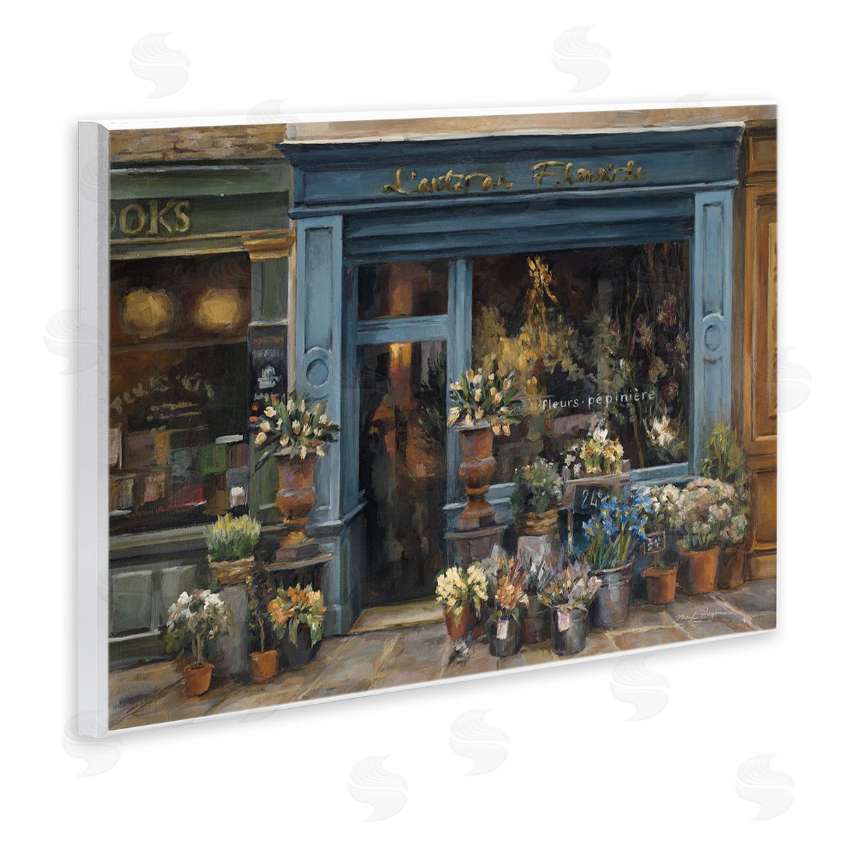 Marilyn Hageman Florist Shopfront in Town Wooden Wall Plaque Art Print