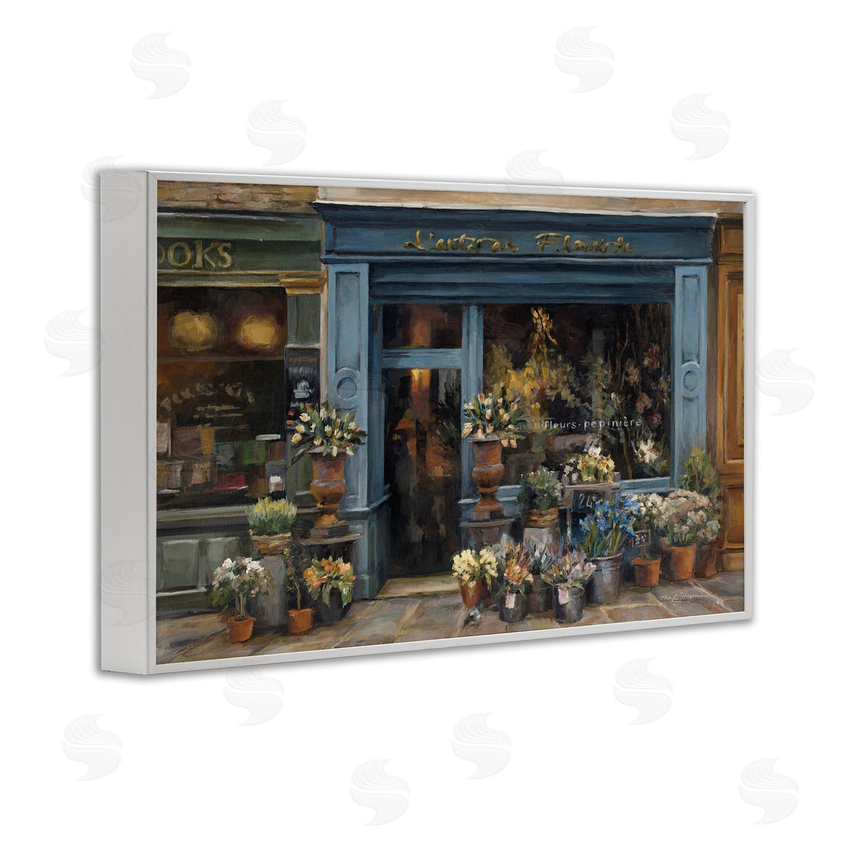 Marilyn Hageman Florist Shopfront in Town White Framed Giclee Wall Art Print