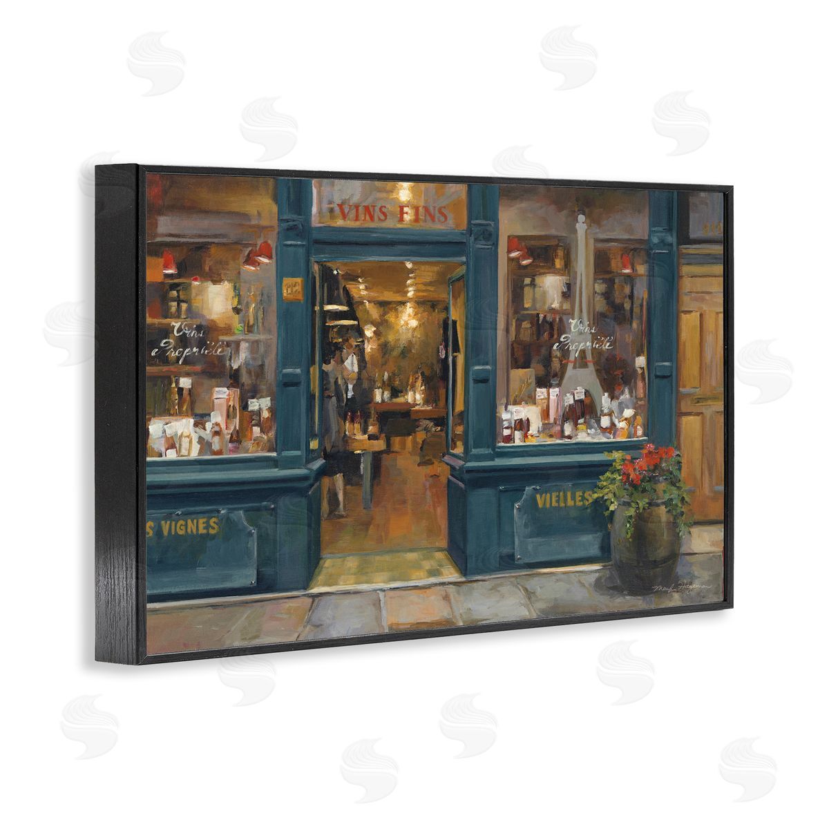 Marilyn Hageman Parisian Wine Shop Black Framed Giclee Wall Art Print