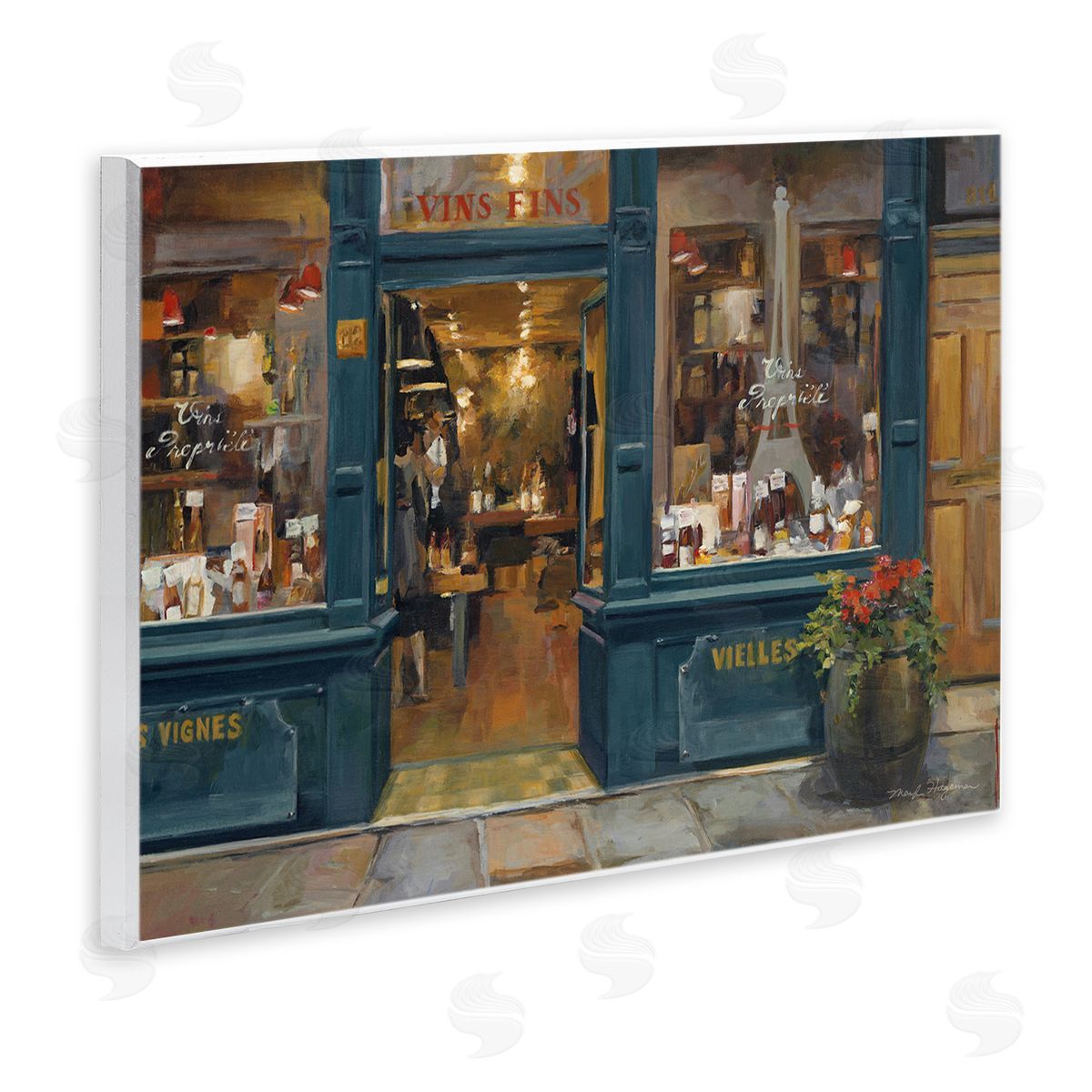 Marilyn Hageman Parisian Wine Shop Wooden Wall Plaque Art Print