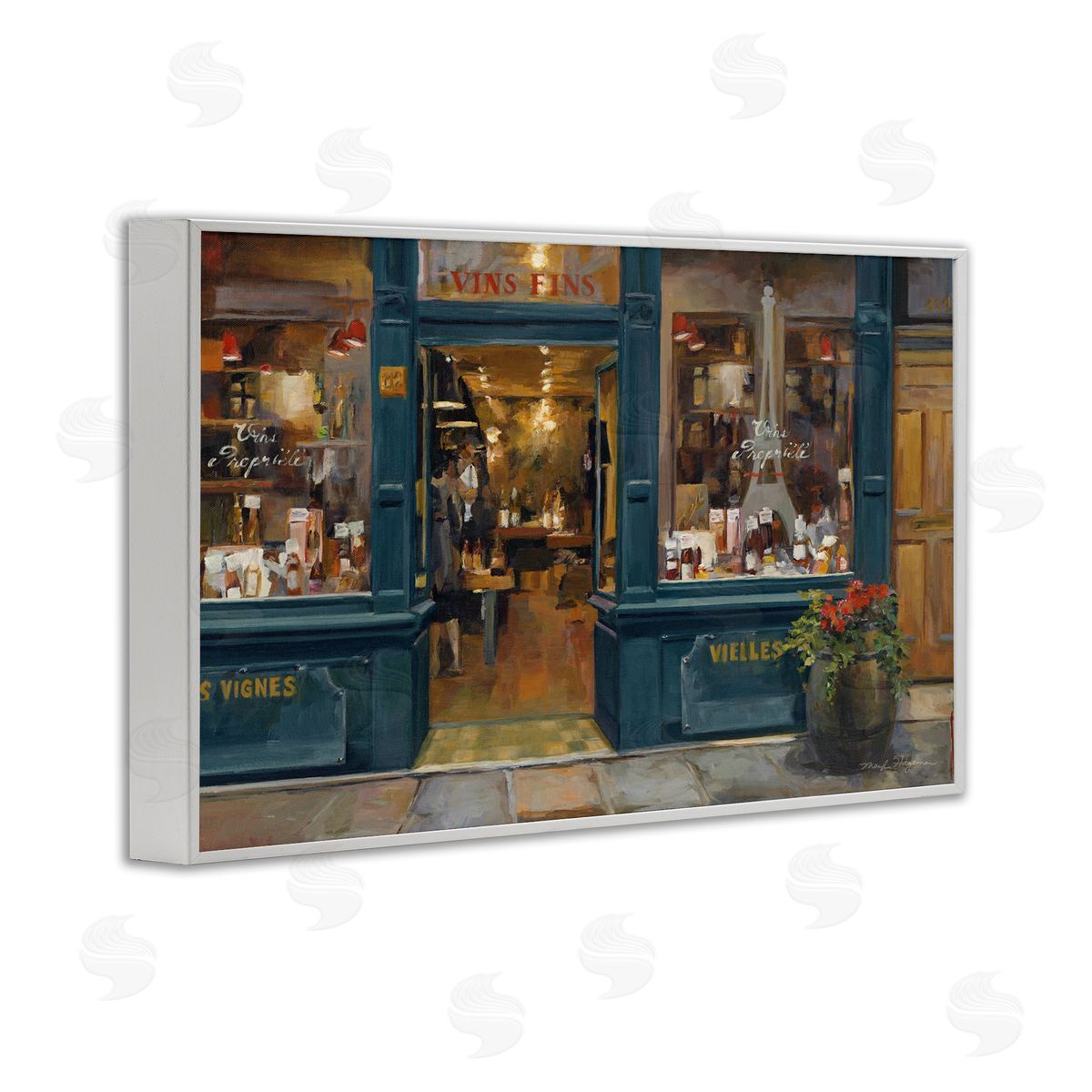 Marilyn Hageman Parisian Wine Shop White Framed Giclee Wall Art Print