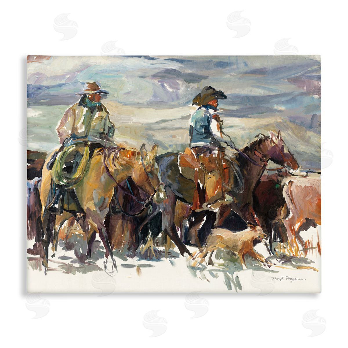 Marilyn Hageman The Roundup Western Painting Canvas Wall Art Print