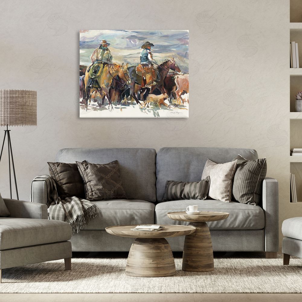 Marilyn Hageman The Roundup Western Painting Canvas Wall Art Print in Room