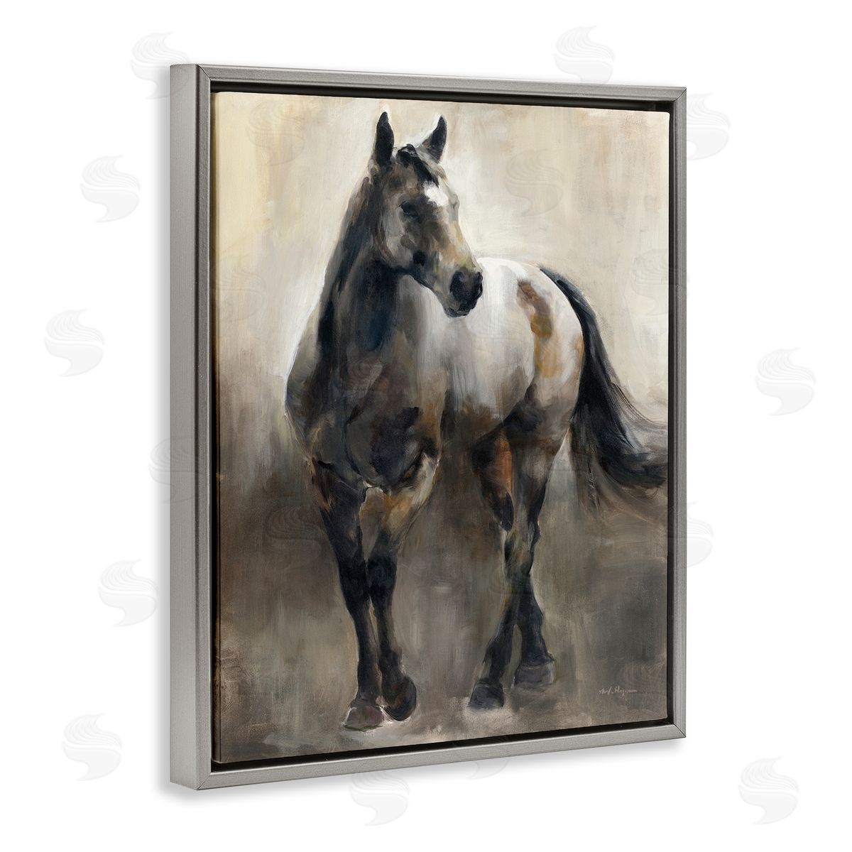 Marilyn Hageman Copper & Nickel Horse Gray Floating Frame Canvas Wall Art Print