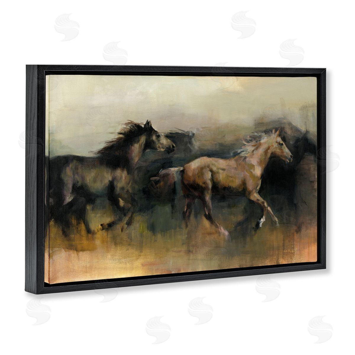 Marilyn Hageman Roaming The West Horses Black Floating Frame Canvas Wall Art Print