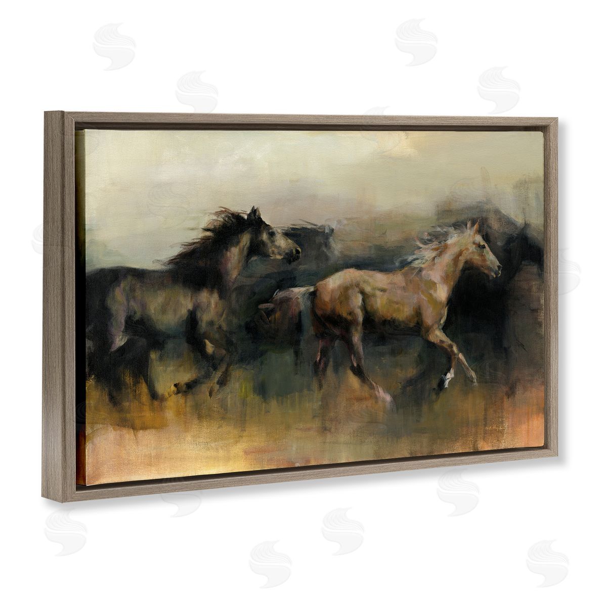 Marilyn Hageman Roaming The West Horses Brown Floating Frame Canvas Wall Art Print