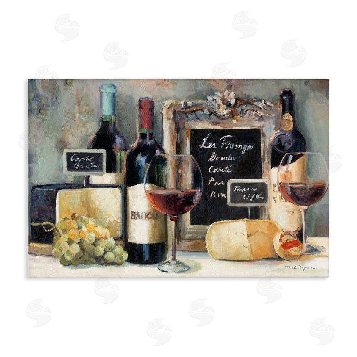 Marilyn Hageman Parisian Wine & Cheese Canvas Wall Art Print