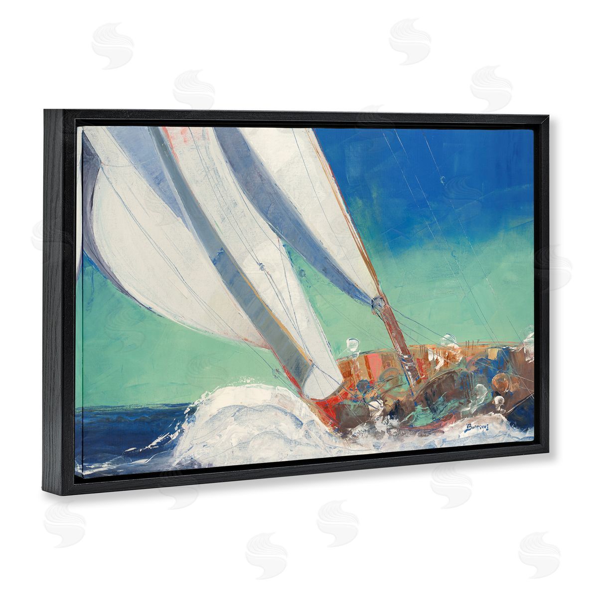 John Burrows Maritime Boat Hull Black Floating Frame Canvas Wall Art Print