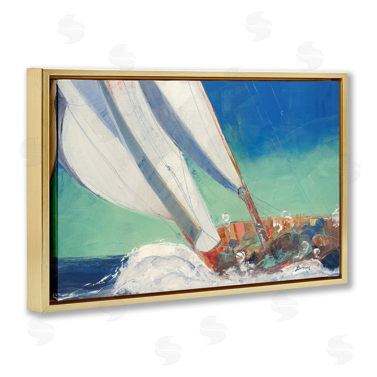 John Burrows Maritime Boat Hull Gold Floating Frame Canvas Wall Art Print