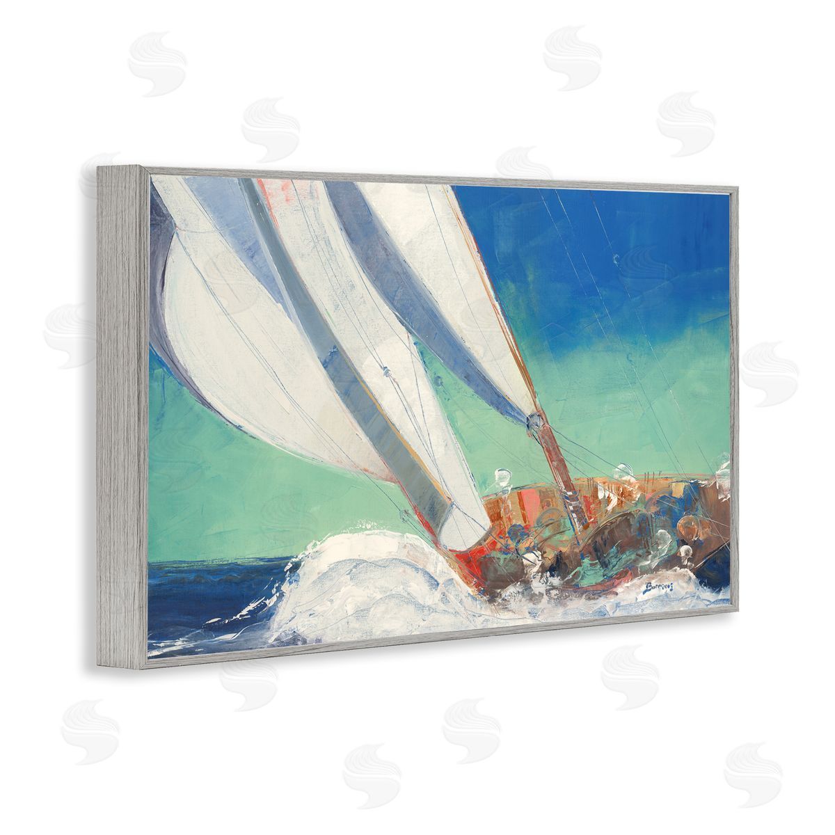 John Burrows Maritime Boat Hull Gray Framed Giclee Wall Art Print