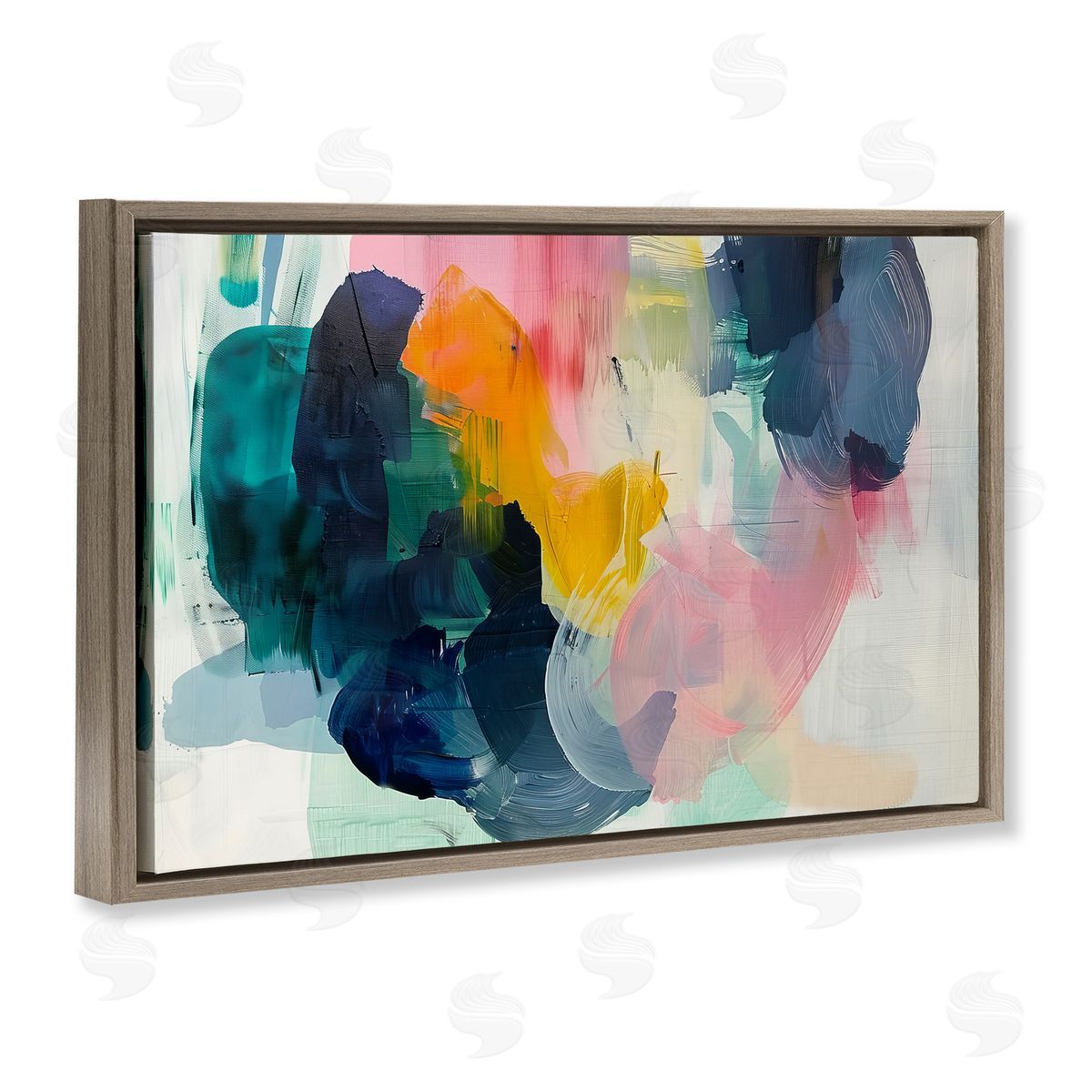 Irena Orlov Bold Paint Strokes Brown Floating Frame Canvas Wall Art Print