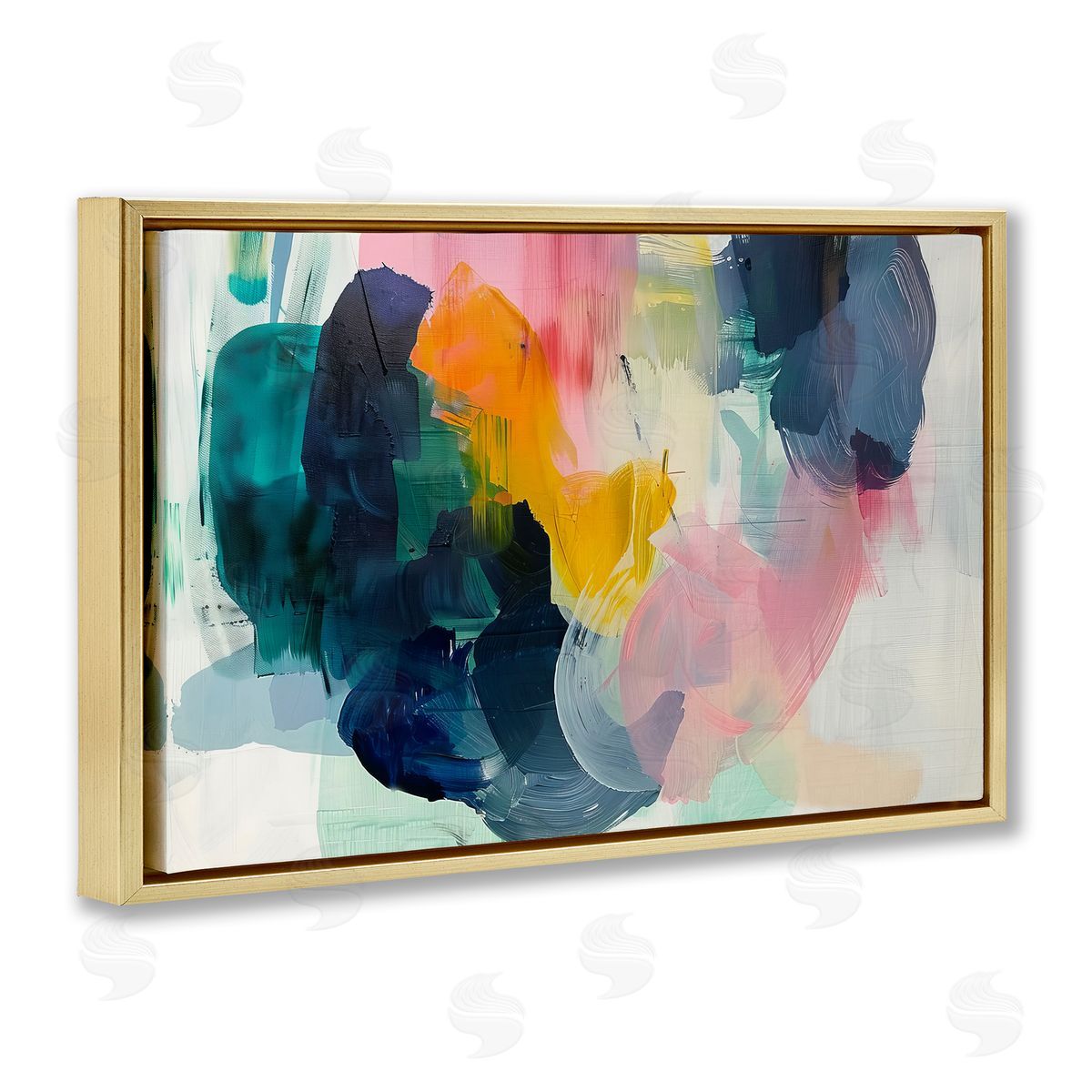 Irena Orlov Bold Paint Strokes Gold Floating Frame Canvas Wall Art Print
