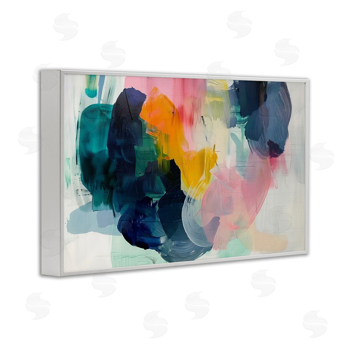 Irena Orlov Bold Paint Strokes White Framed Giclee Wall Art Print