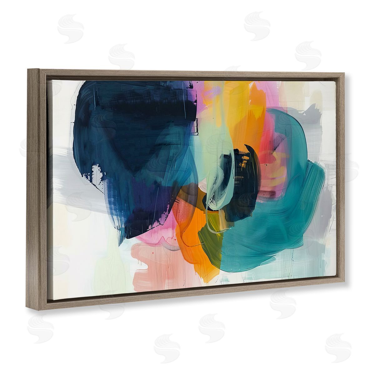 Irena Orlov Bold Hue Paint Strokes Brown Floating Frame Canvas Wall Art Print