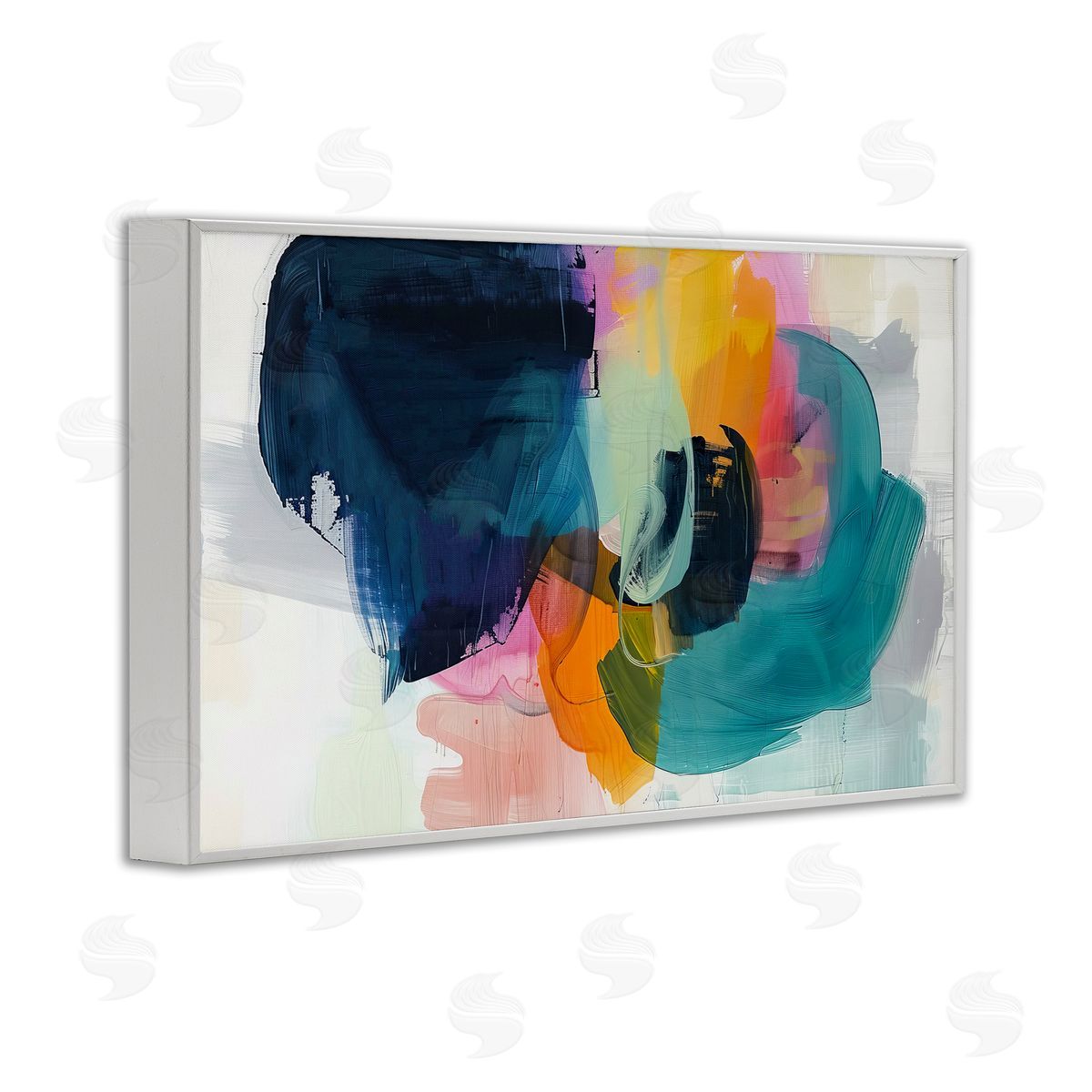 Irena Orlov Bold Hue Paint Strokes White Framed Giclee Wall Art Print