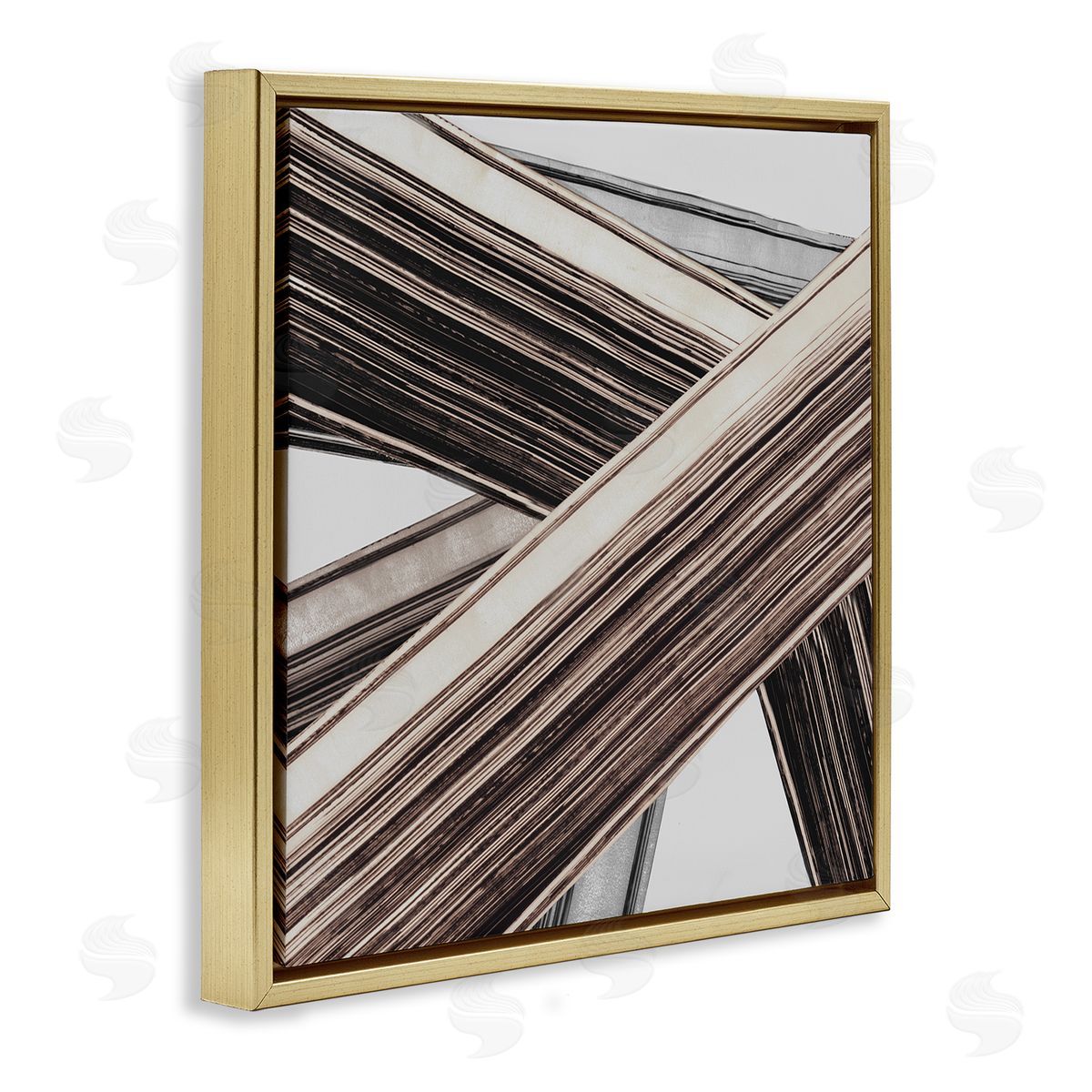 PI Studio Woven Lines Composition Gold Floating Frame Canvas Wall Art Print