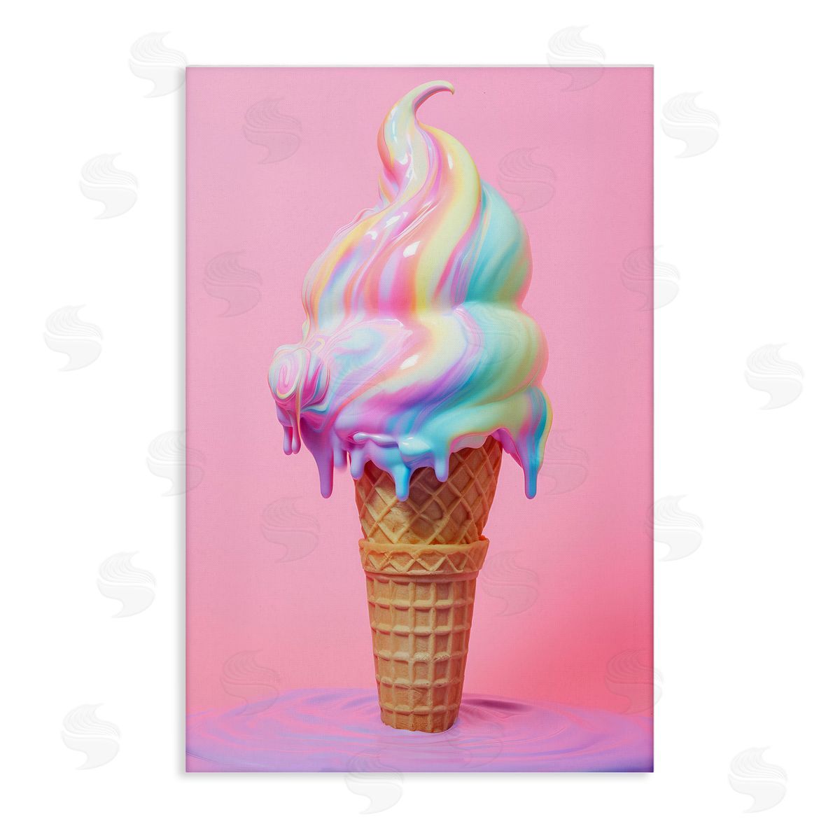 Raymond Powers Dripping Pastel Ice Cream Canvas Wall Art Print