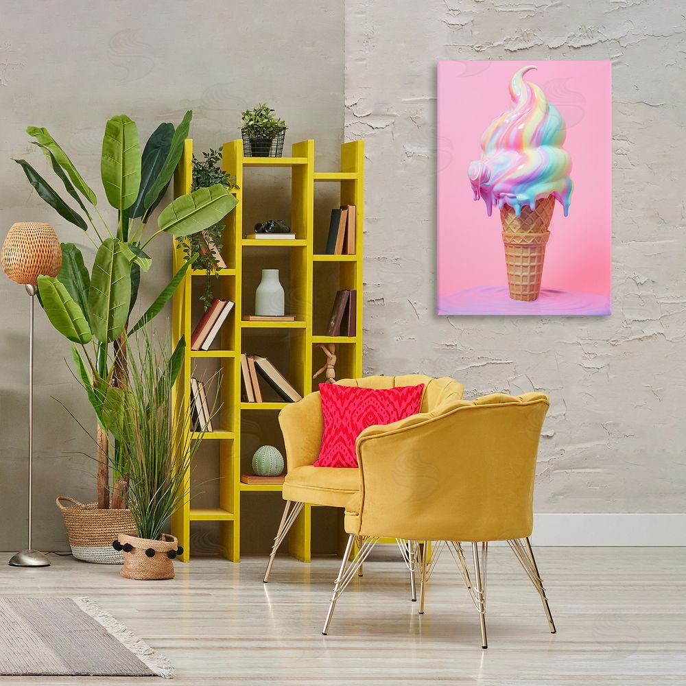 Raymond Powers Dripping Pastel Ice Cream Canvas Wall Art Print in Room