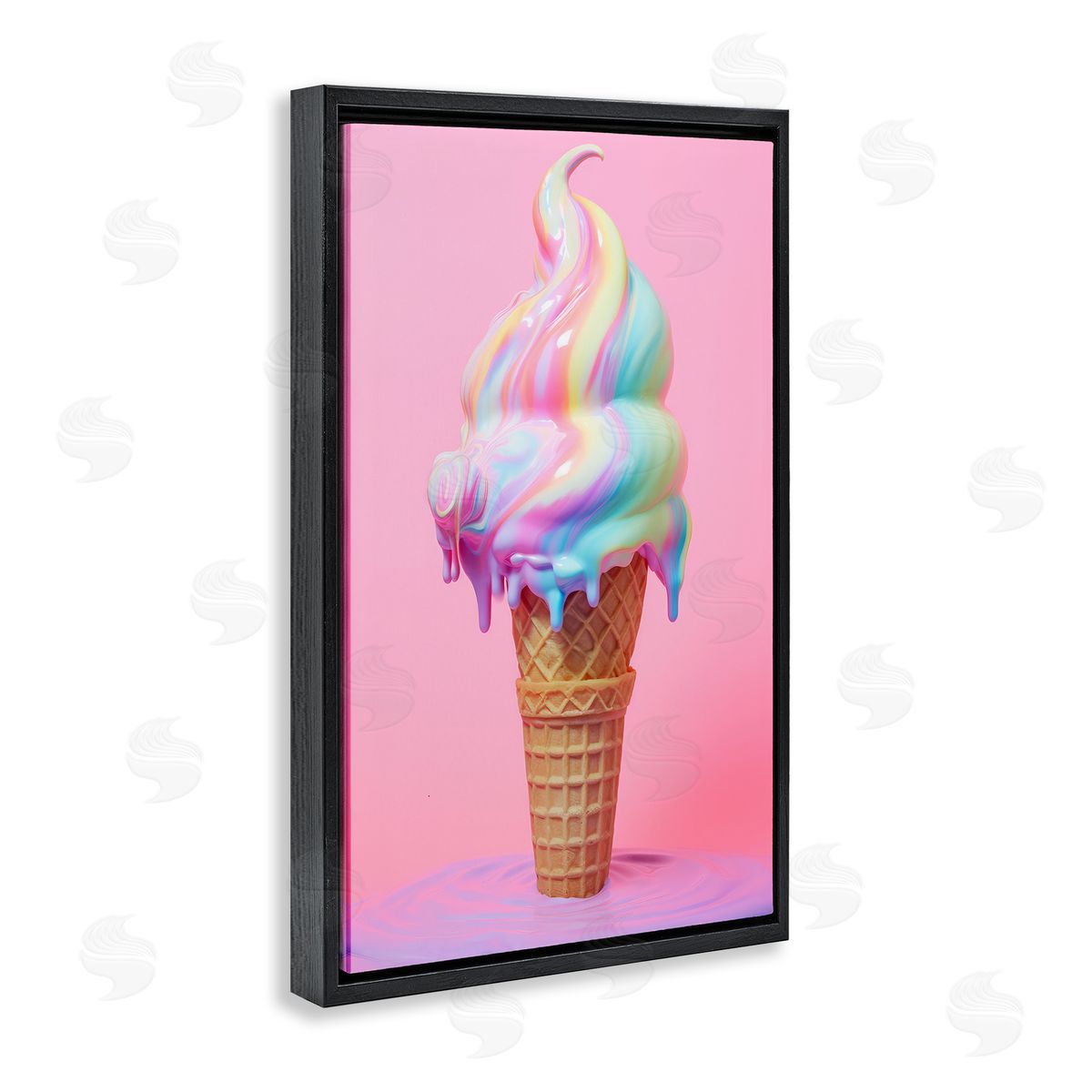 Raymond Powers Dripping Pastel Ice Cream Black Floating Frame Canvas Wall Art Print