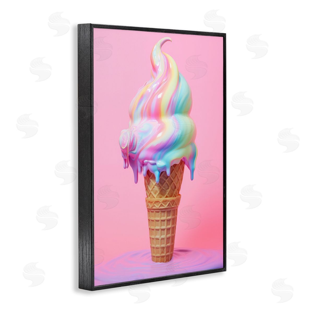 Raymond Powers Dripping Pastel Ice Cream Black Framed Giclee Wall Art Print