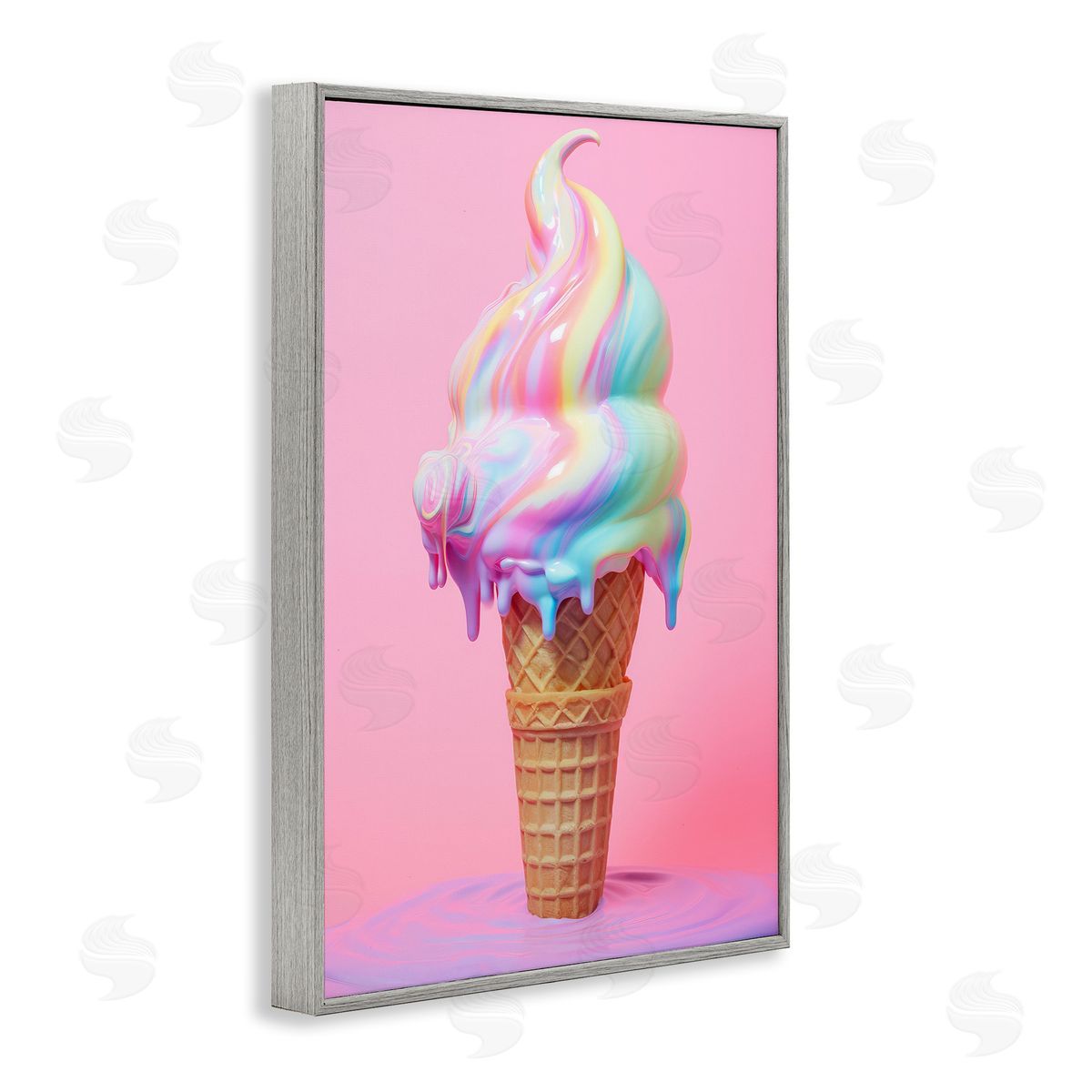 Raymond Powers Dripping Pastel Ice Cream Gray Framed Giclee Wall Art Print