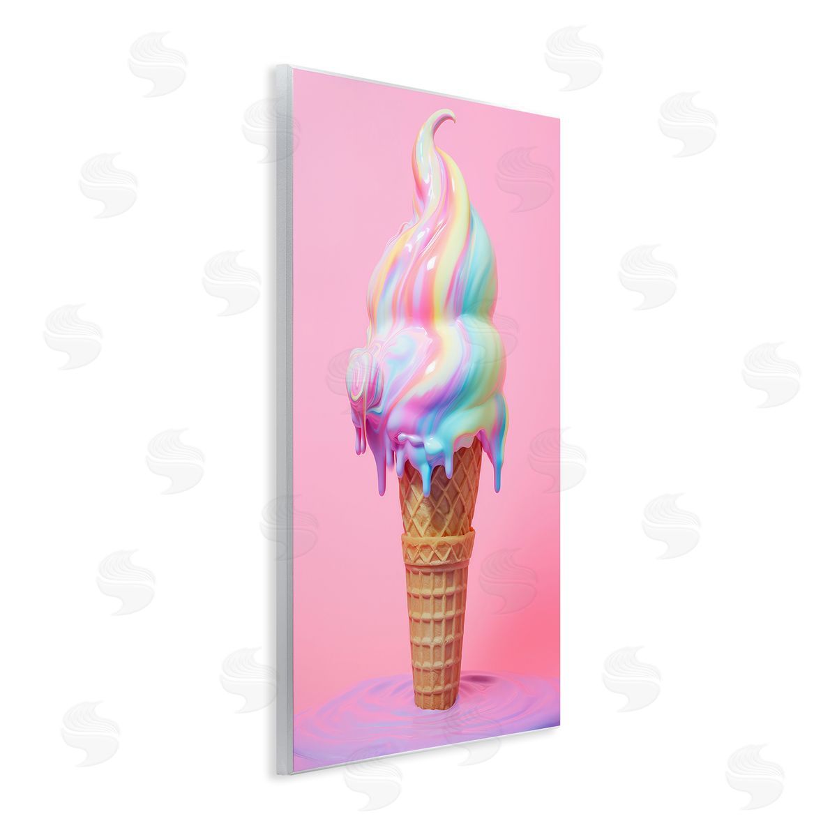 Raymond Powers Dripping Pastel Ice Cream Wooden Wall Plaque Art Print