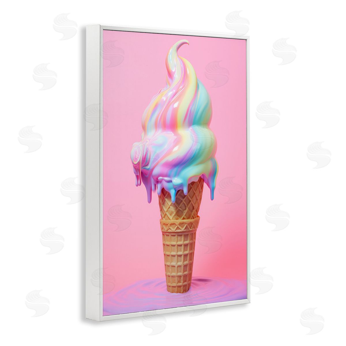 Raymond Powers Dripping Pastel Ice Cream White Framed Giclee Wall Art Print