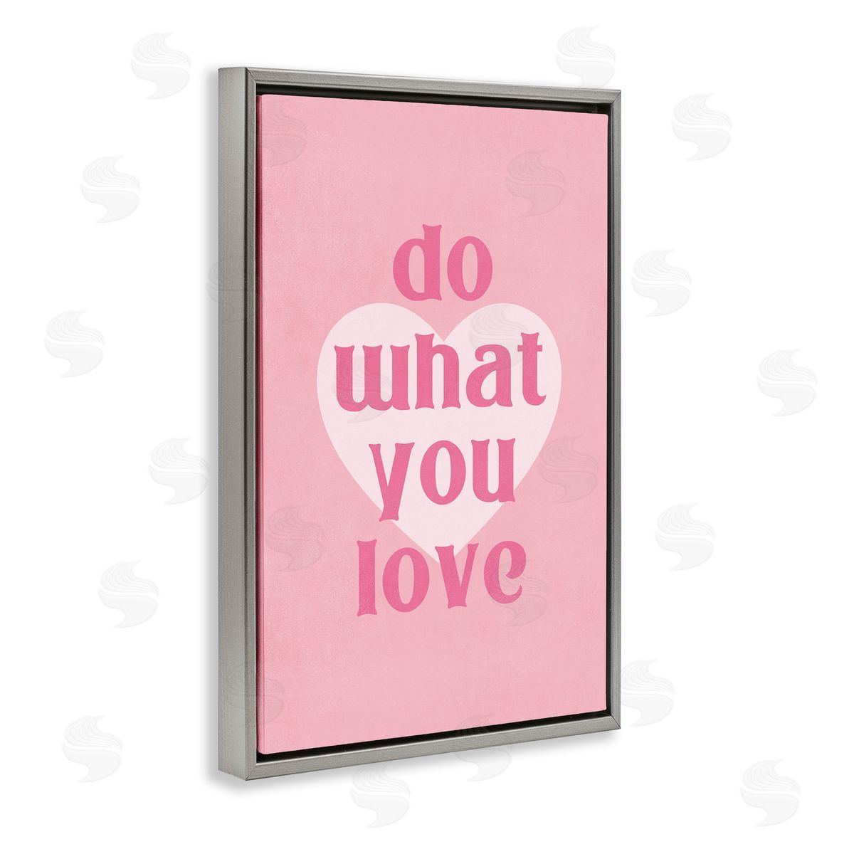 Nataly White Do What You Love Pink Gray Floating Frame Canvas Wall Art Print