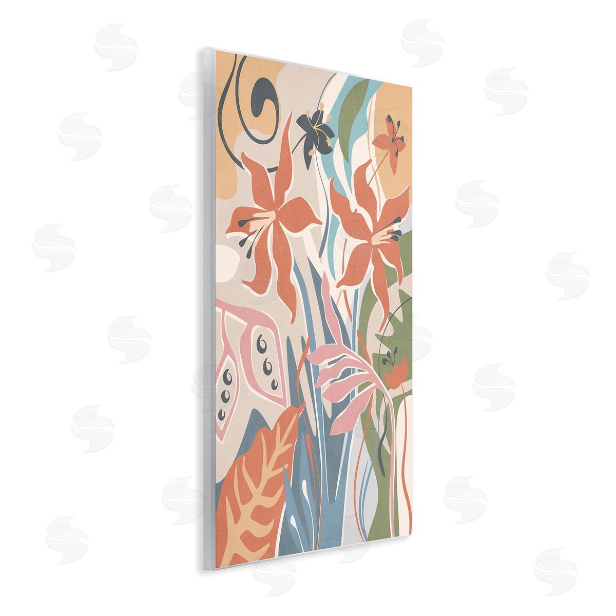 Nataly White Neutral Whimsy Florals Wooden Wall Plaque Art Print